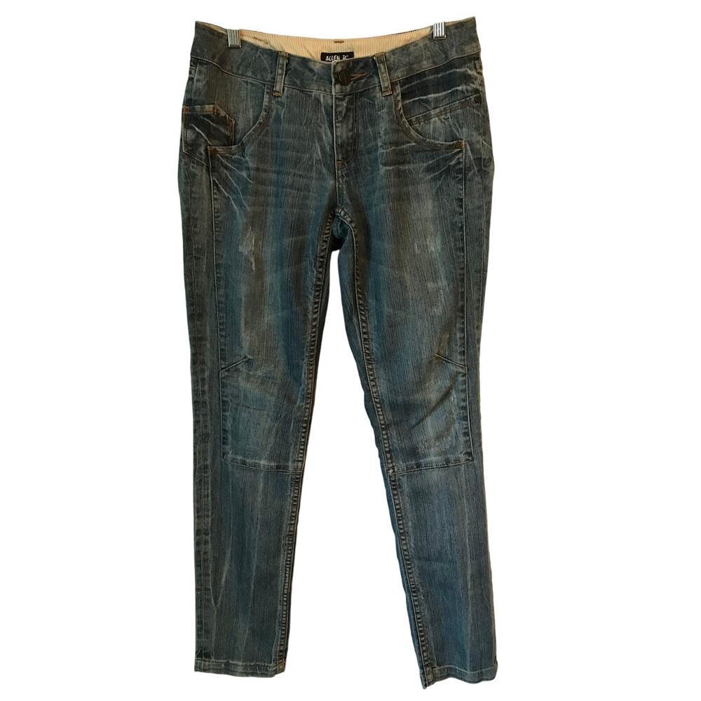 Allen Schwartz Jeans Size 6 Womens Distressed Zip Button Front Allen B Worn